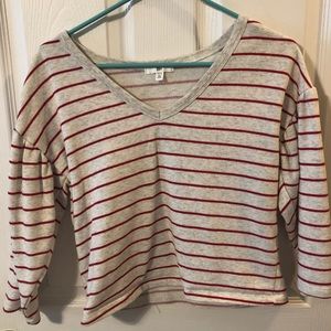 V neck short sleeve sweatshirt